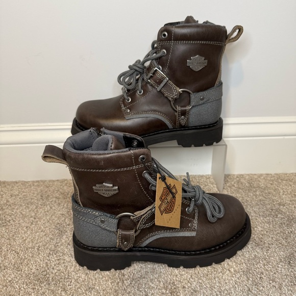 Harley-Davidson‎ Women's Becky Flash Brown And Grey Motorcycle Boots Size 7 - Picture 2 of 7